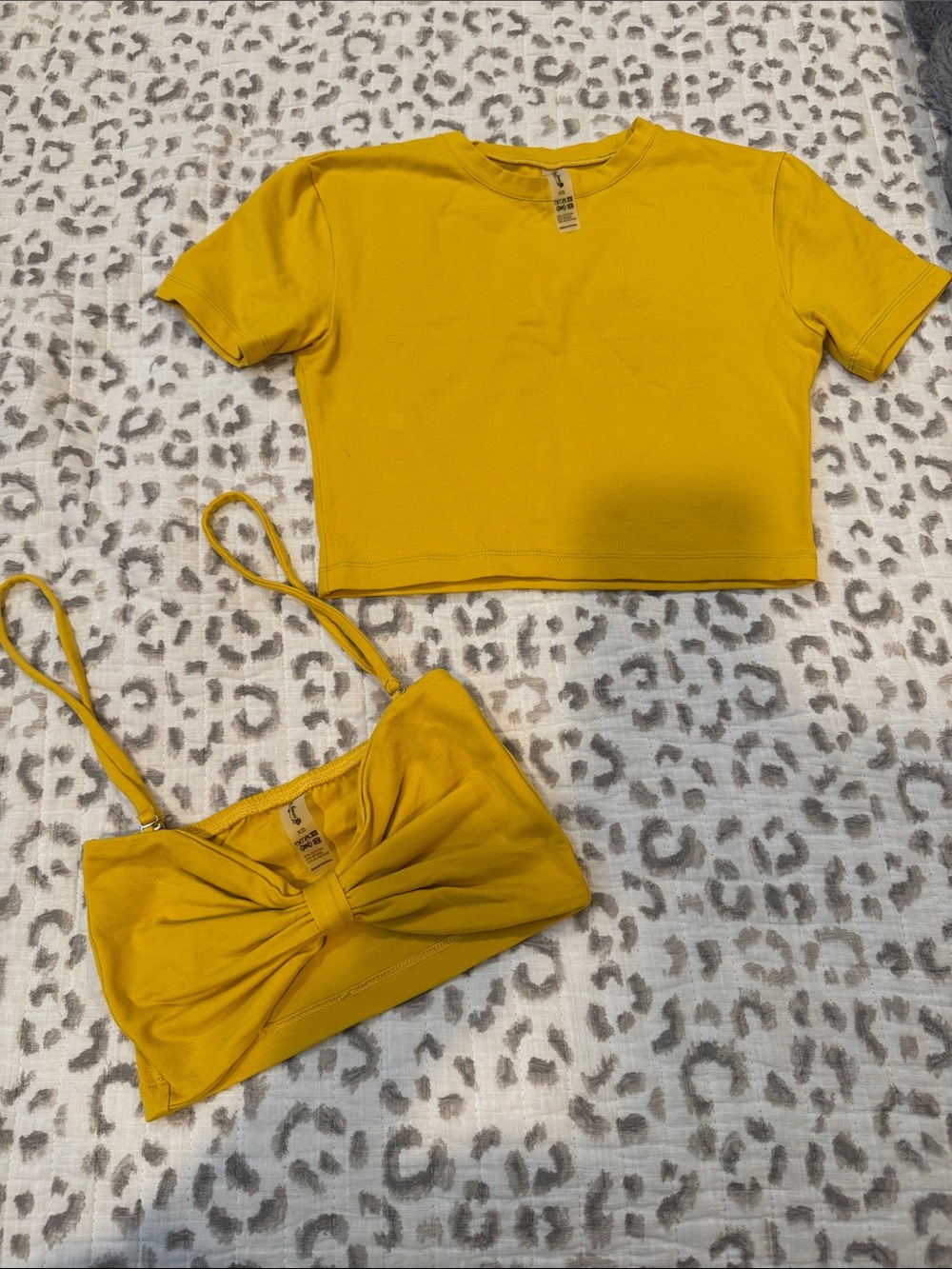 Heavy Manners Yellow Crop Top & Twist Bandeau Set